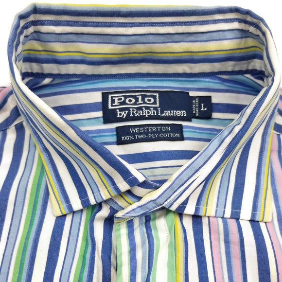 Ralph Lauren Westerton Shirt Pastel Striped Size L - Picture 2 of 8
